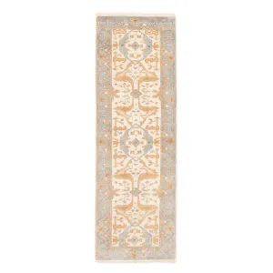 ECARPETGALLERY Hand-knotted Oushak Cream Wool Rug - 2'7 x 7'10