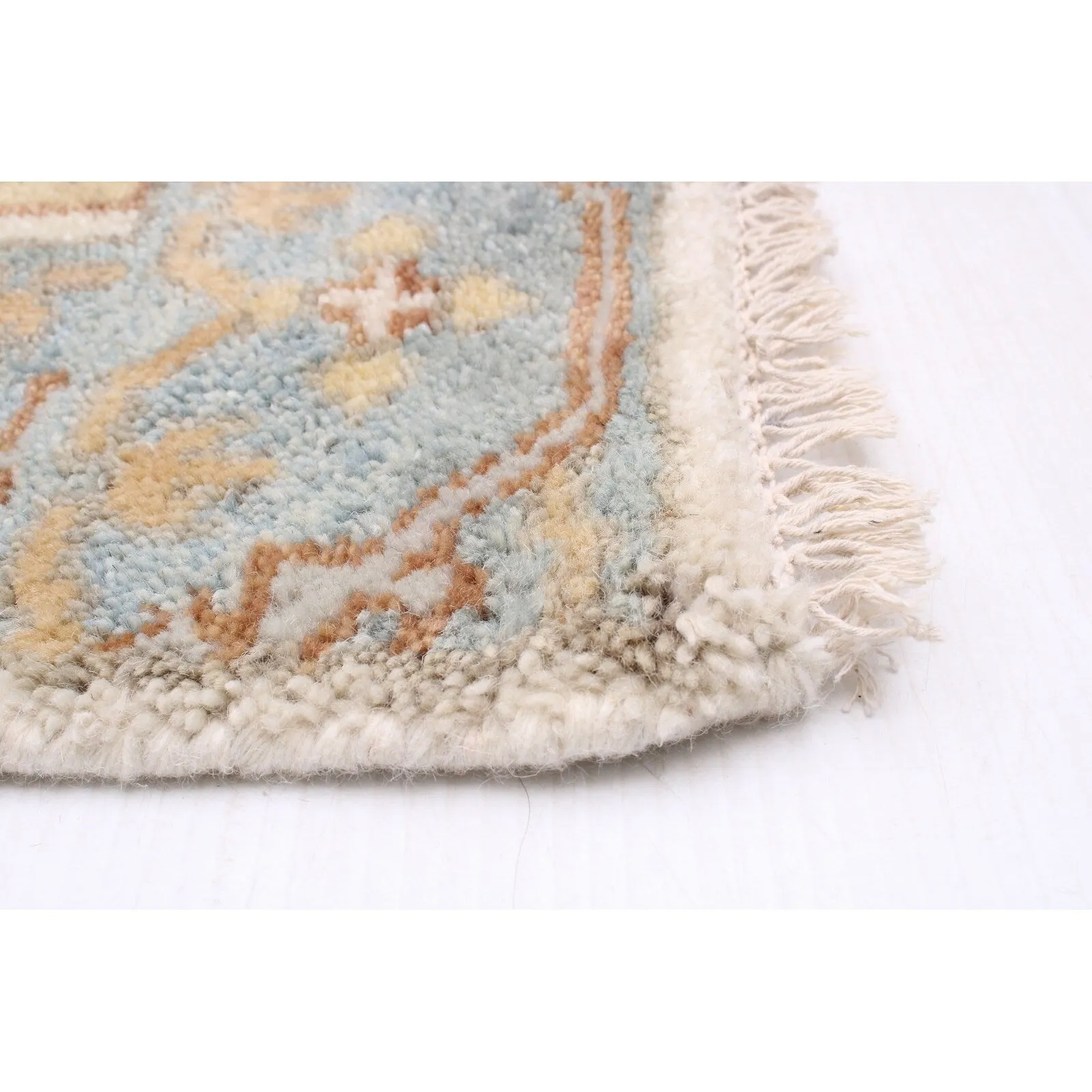 ECARPETGALLERY Hand-knotted Oushak Cream Wool Rug - 2'7 x 7'10