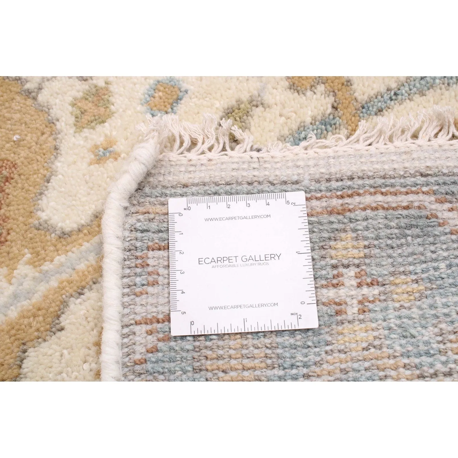 ECARPETGALLERY Hand-knotted Oushak Cream Wool Rug - 2'7 x 7'10