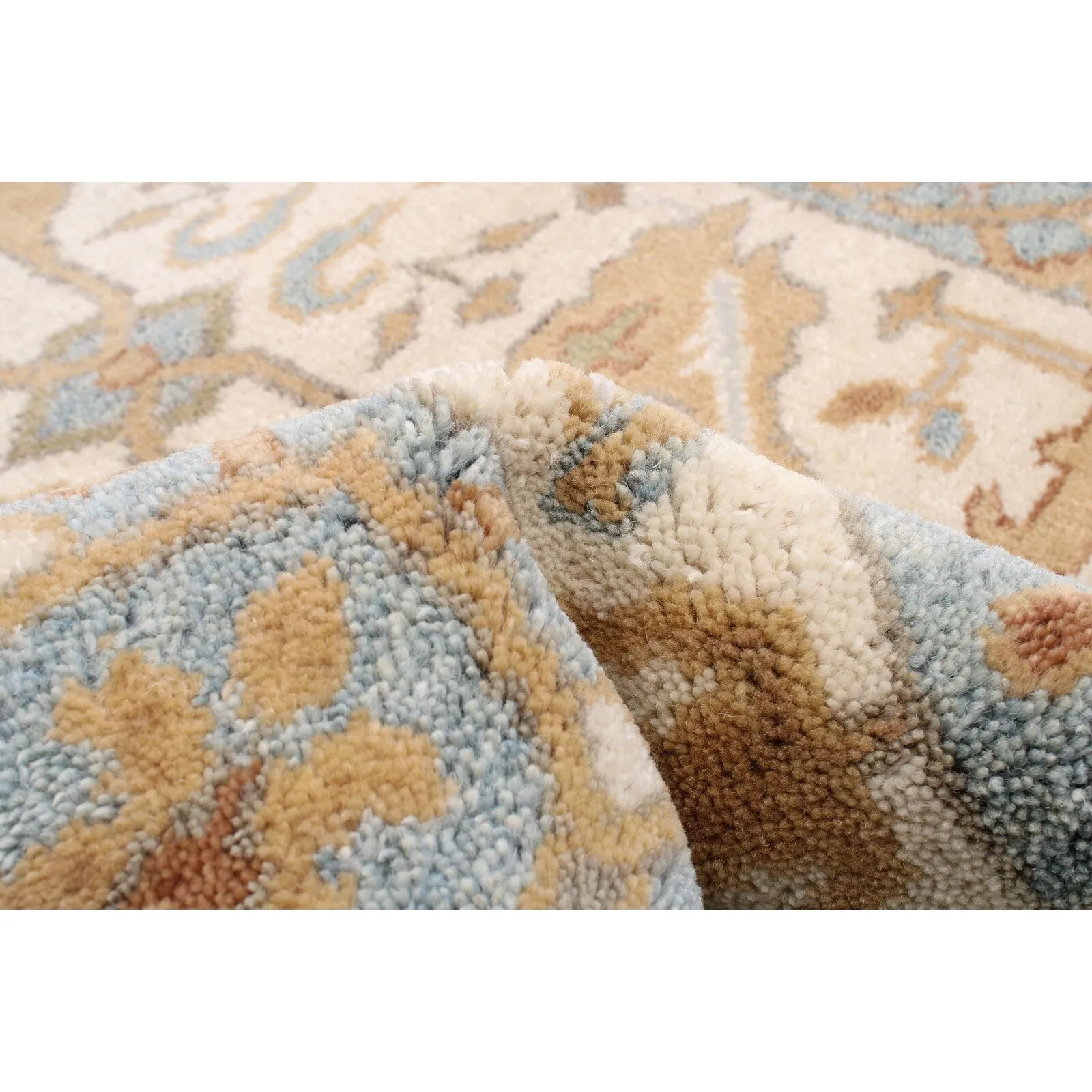 ECARPETGALLERY Hand-knotted Oushak Cream Wool Rug - 2'7 x 7'10
