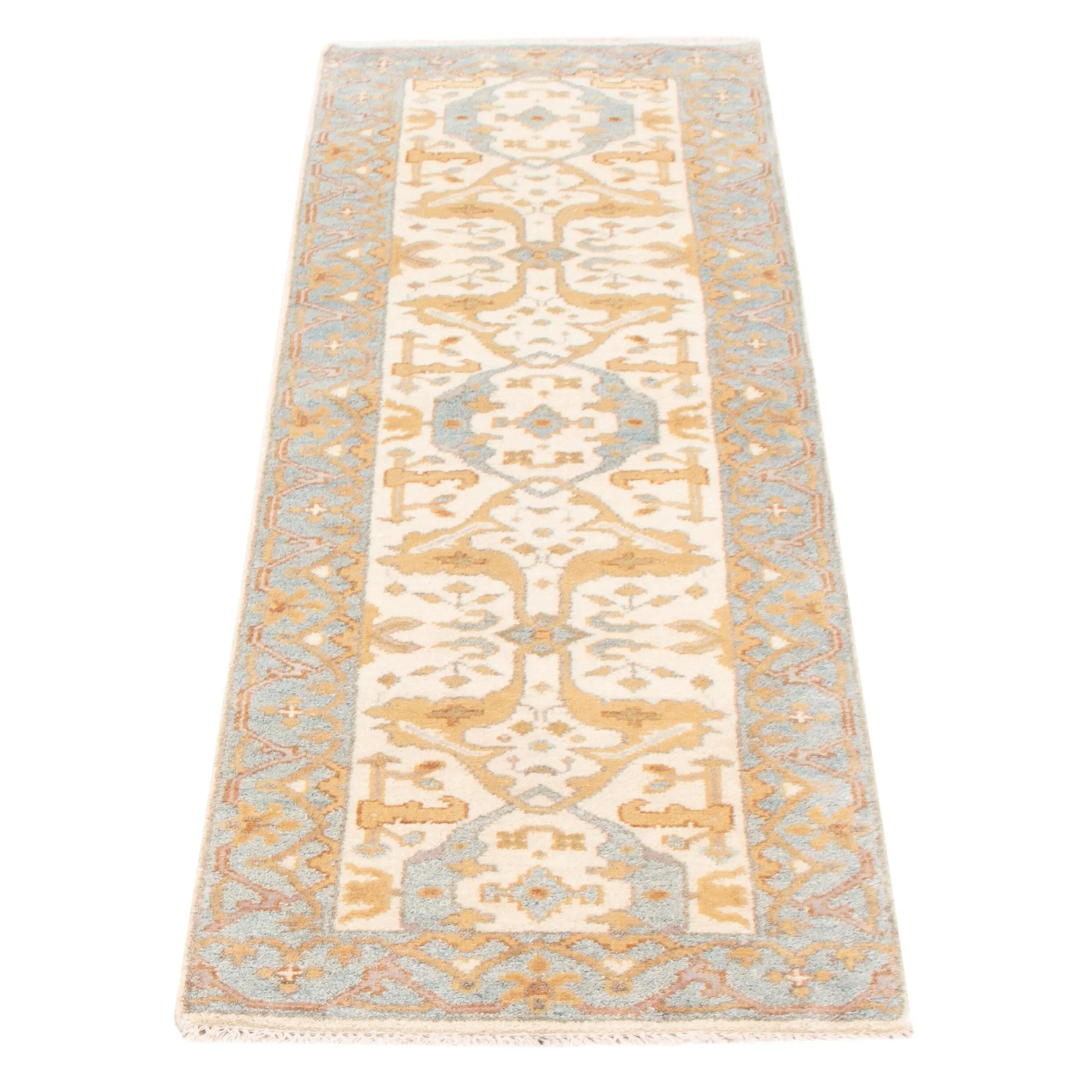 ECARPETGALLERY Hand-knotted Oushak Cream Wool Rug - 2'7 x 7'10