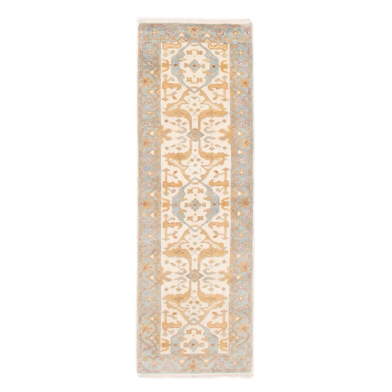 ECARPETGALLERY Hand-knotted Oushak Cream Wool Rug - 2'7 x 7'10