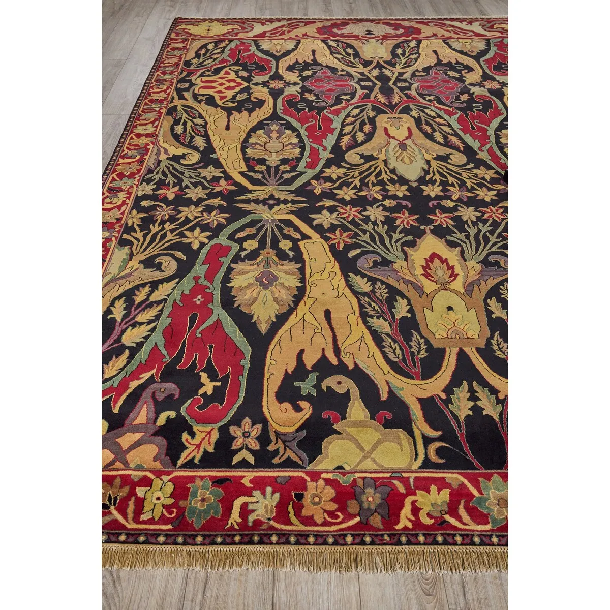 EXQUISITE RUGS ONE-OF-A-KIND Antique Weave Hand Knotted Black Rug - 10'3x14'3