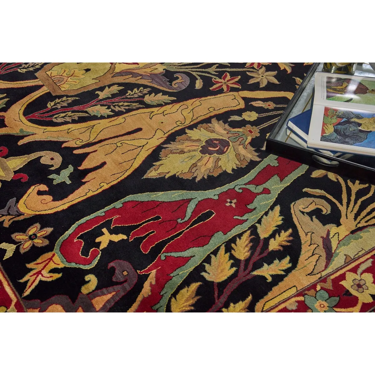 EXQUISITE RUGS ONE-OF-A-KIND Antique Weave Hand Knotted Black Rug - 10'3x14'3