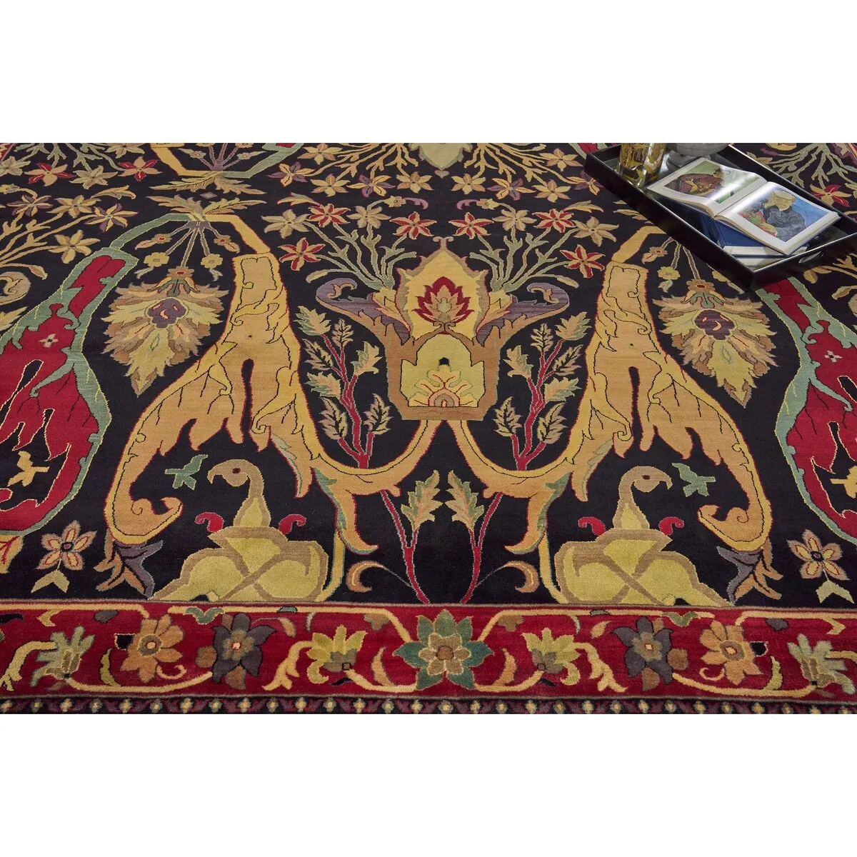 EXQUISITE RUGS ONE-OF-A-KIND Antique Weave Hand Knotted Black Rug - 10'3x14'3