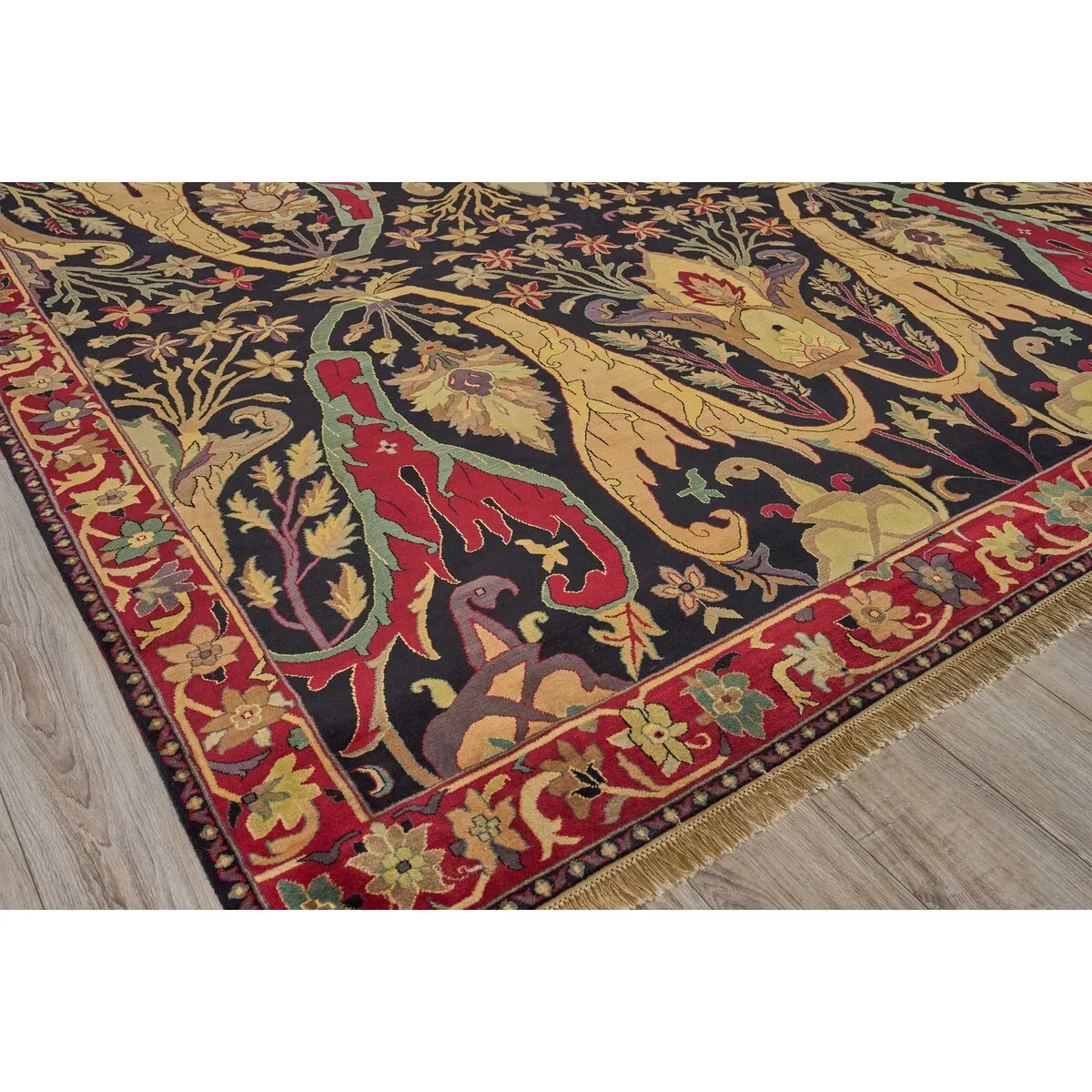 EXQUISITE RUGS ONE-OF-A-KIND Antique Weave Hand Knotted Black Rug - 10'3x14'3