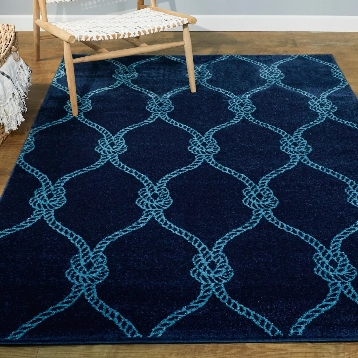 Fischer Nautical Trellis Coastal Area Rug