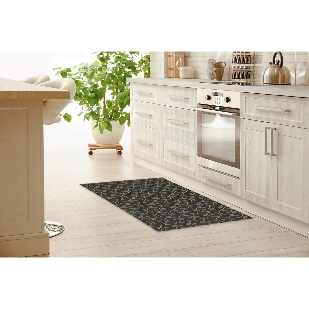 FITZWATER BLACK & GOLD Kitchen Mat By Kavka Designs
