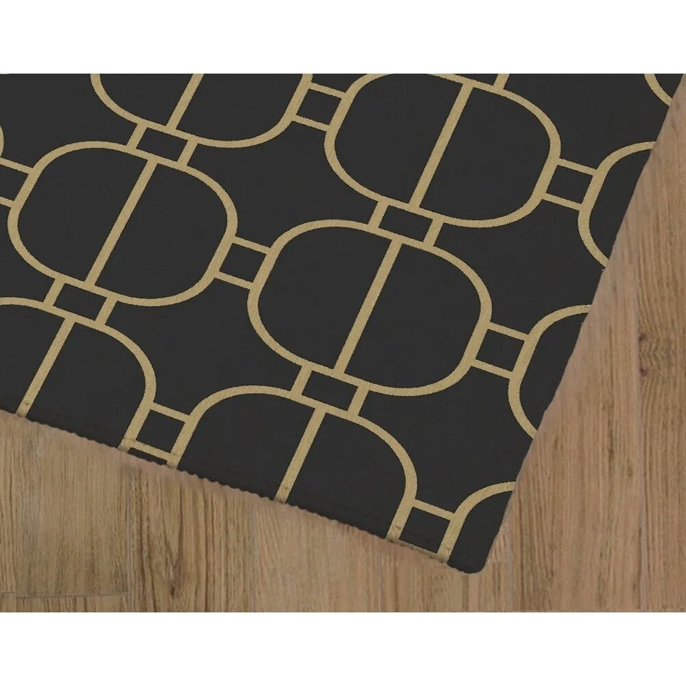 FITZWATER BLACK & GOLD Kitchen Mat By Kavka Designs