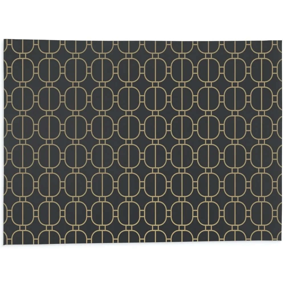 FITZWATER BLACK & GOLD Kitchen Mat By Kavka Designs
