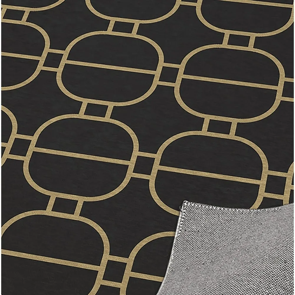 FITZWATER BLACK & GOLD Kitchen Mat By Kavka Designs