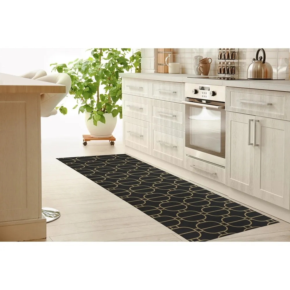 FITZWATER BLACK & GOLD Kitchen Mat By Kavka Designs