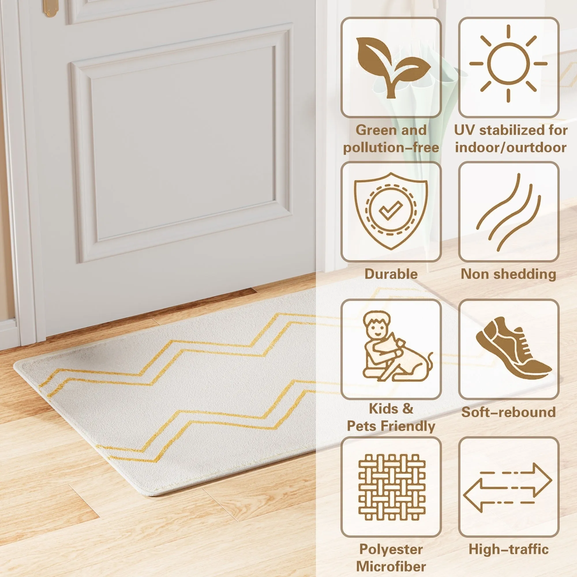 Front Door Mat Entry Doormat Non Slip Thin Washable Inside Entryway Mats for Home Entrance - 16.9 W x 28.7 L