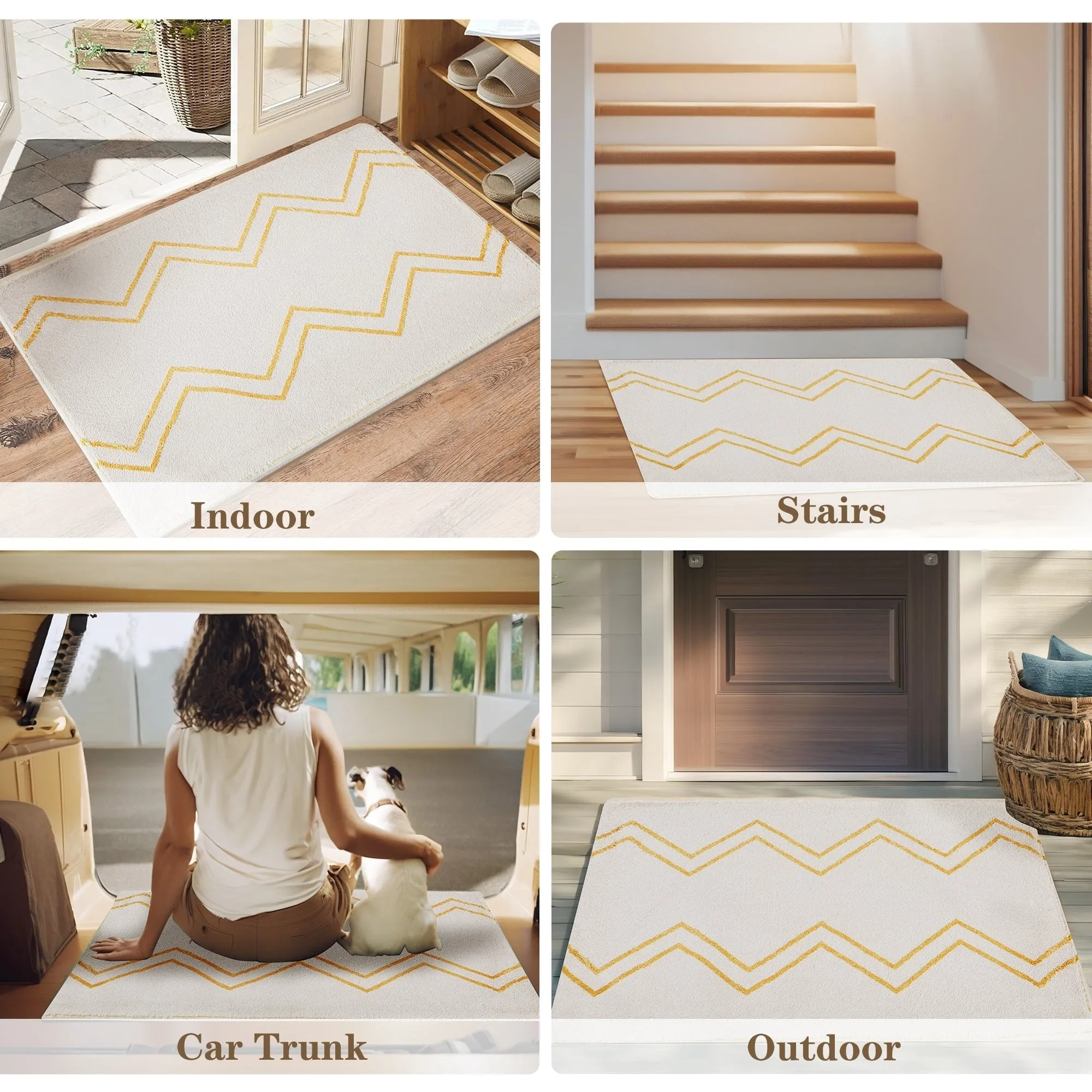 Front Door Mat Entry Doormat Non Slip Thin Washable Inside Entryway Mats for Home Entrance - 16.9 W x 28.7 L