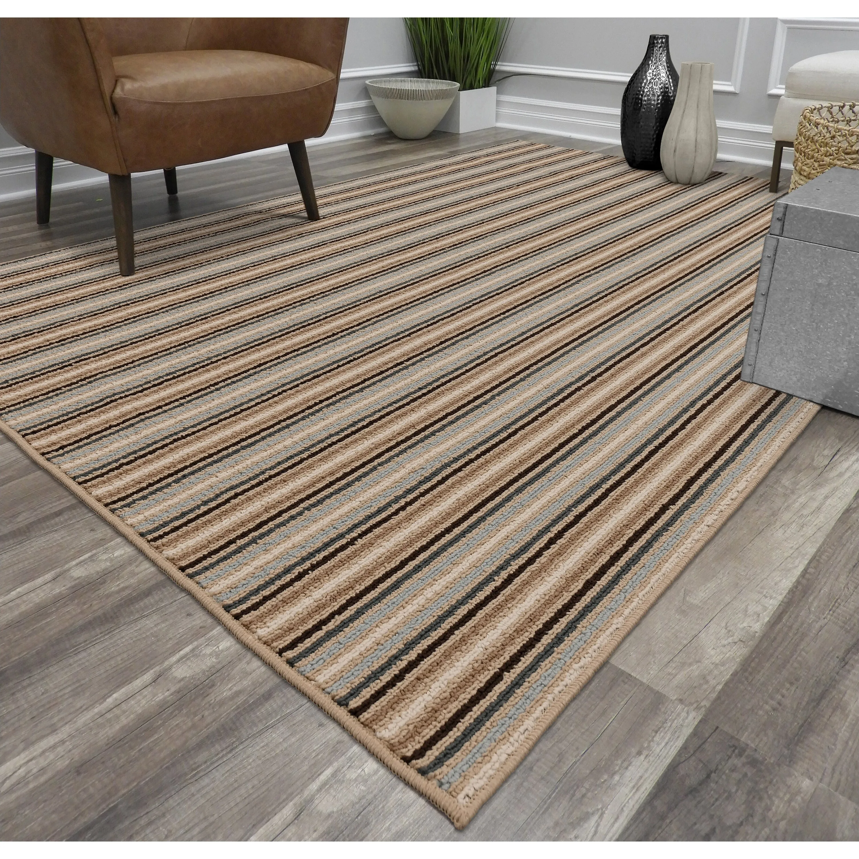 Garland Nantucket Stripe Runner. or Area Rug in Earth Tone