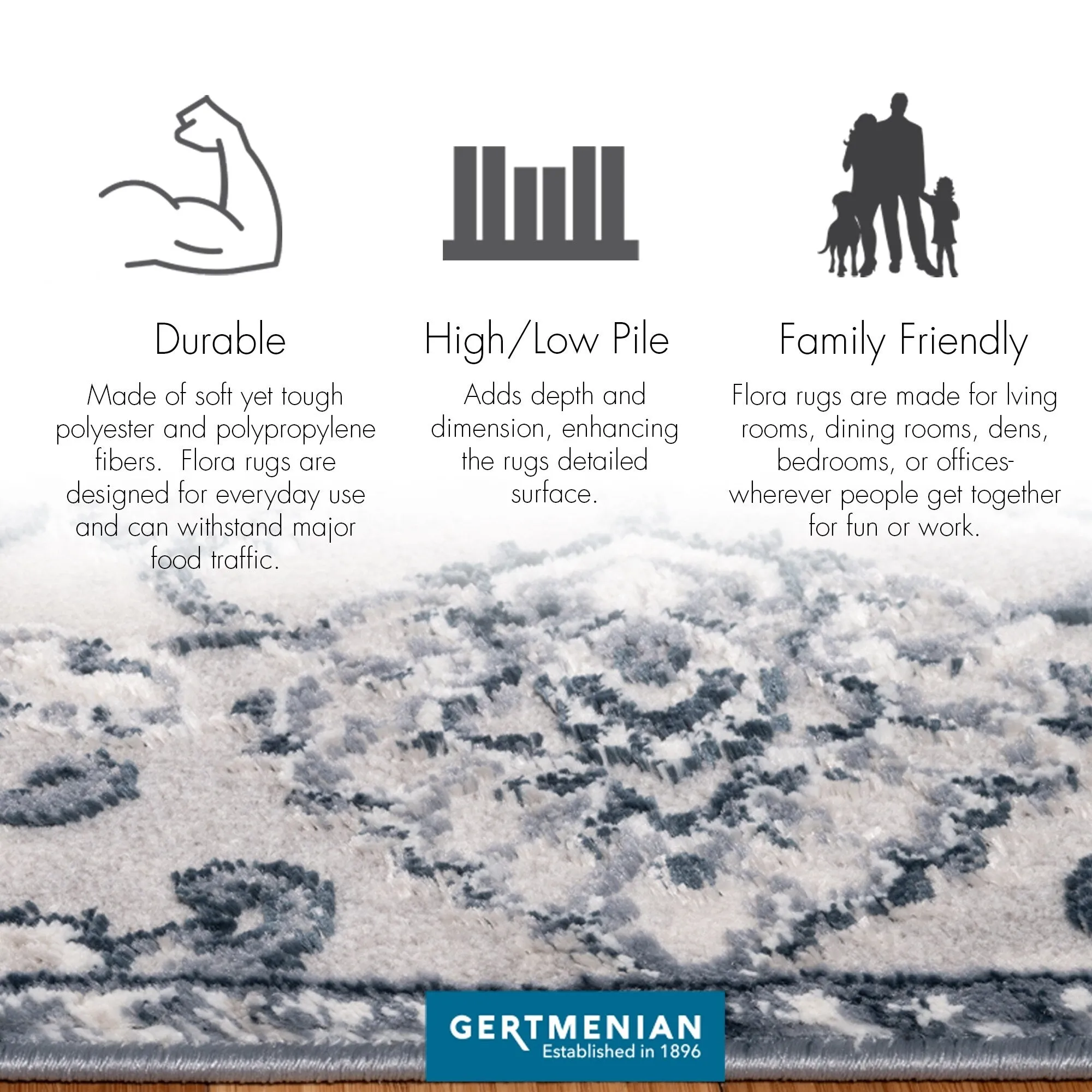 Gertmenian Flora Transitional Casual Modern Soft High-Low Polypropylene Polyester Indoor Area Rug Collection