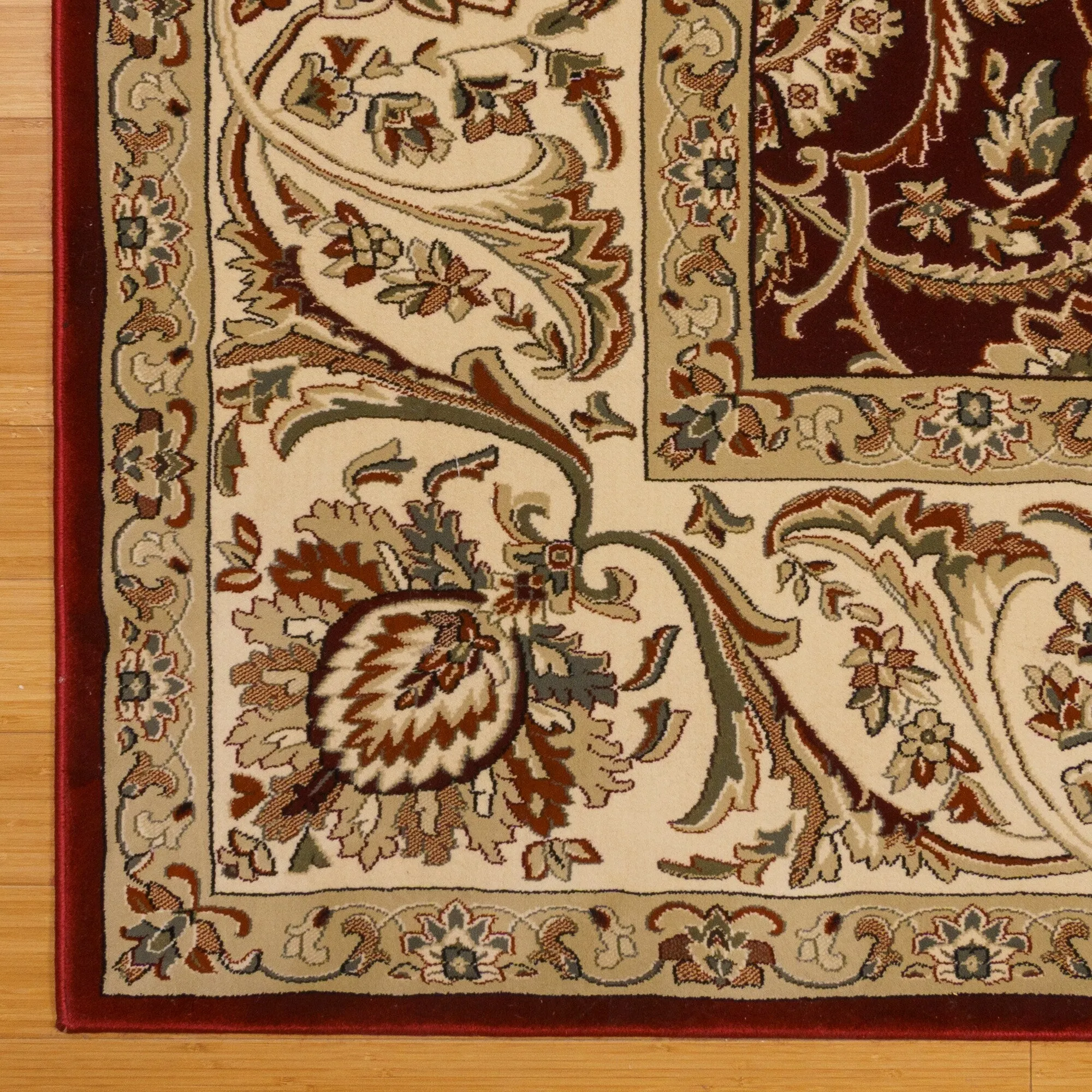 Gertmenian Majestic Croft Traditional Deep Red Floral Border Area Rug