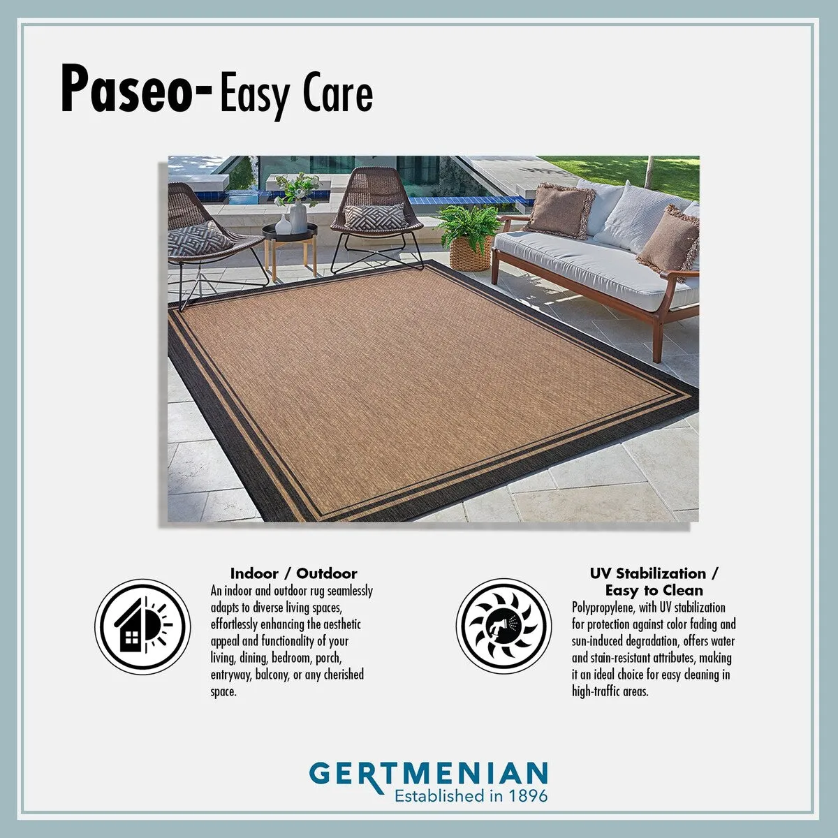 Gertmenian Paseo Canoa Oasis Aqua Casual Nautical Flatweave Indoor/ Outdoor Area Rug