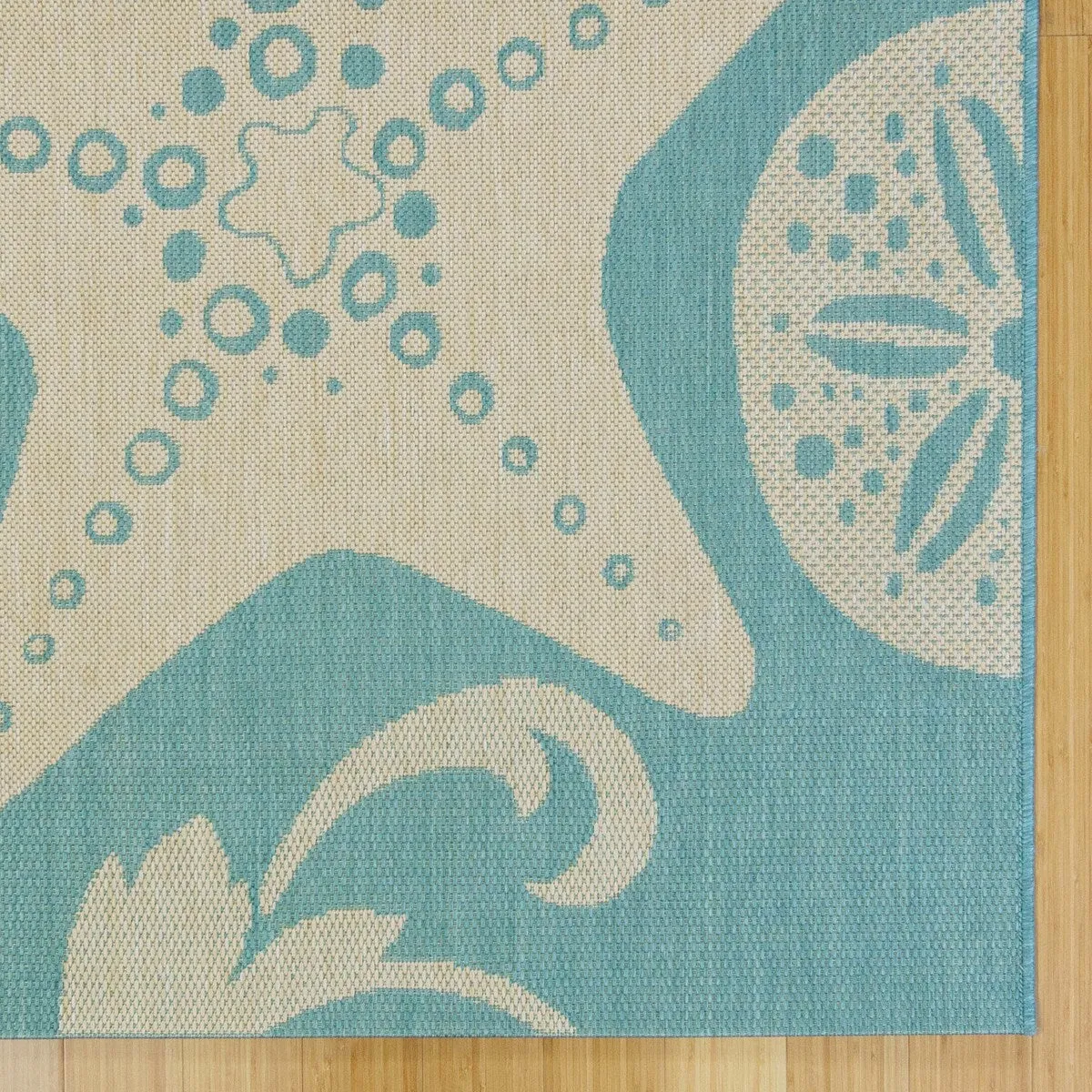 Gertmenian Paseo Canoa Oasis Aqua Casual Nautical Flatweave Indoor/ Outdoor Area Rug