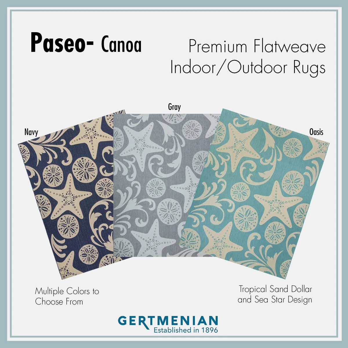 Gertmenian Paseo Canoa Oasis Aqua Casual Nautical Flatweave Indoor/ Outdoor Area Rug