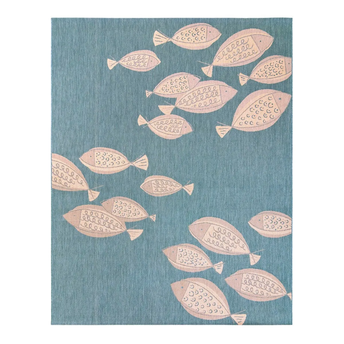 Gertmenian Paseo Loutro Oasis Aqua Casual Nautical Fish Indoor/ Outdoor Area Rug