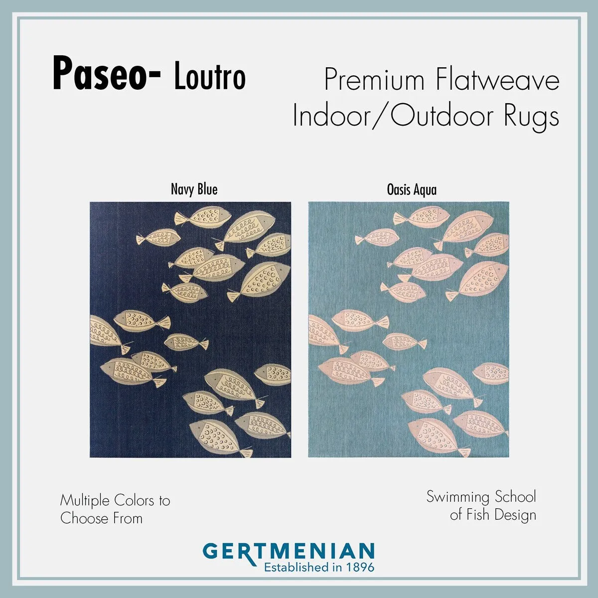 Gertmenian Paseo Loutro Oasis Aqua Casual Nautical Fish Indoor/ Outdoor Area Rug