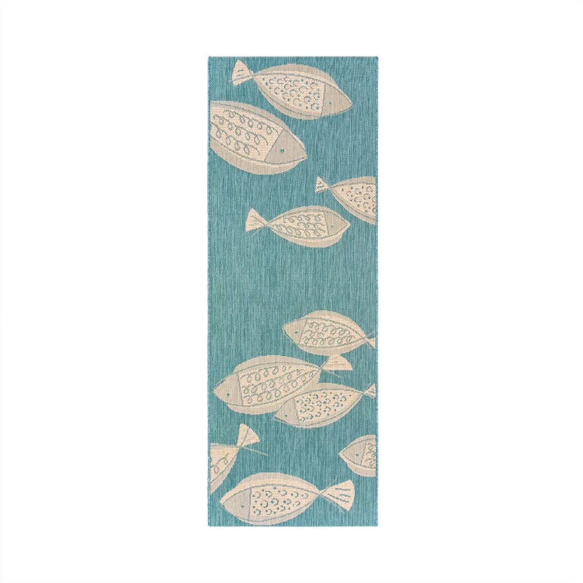 Gertmenian Paseo Loutro Oasis Aqua Casual Nautical Fish Indoor/ Outdoor Area Rug