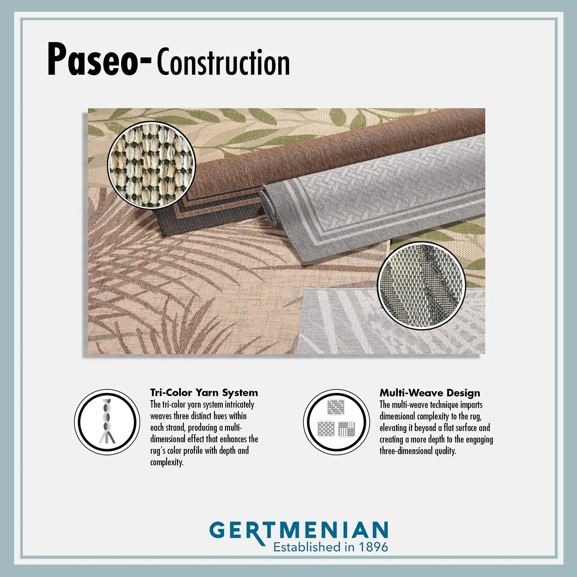 Gertmenian Paseo Paume Casual Palm Leaf Flatweave Indoor/ Outdoor Area Rug
