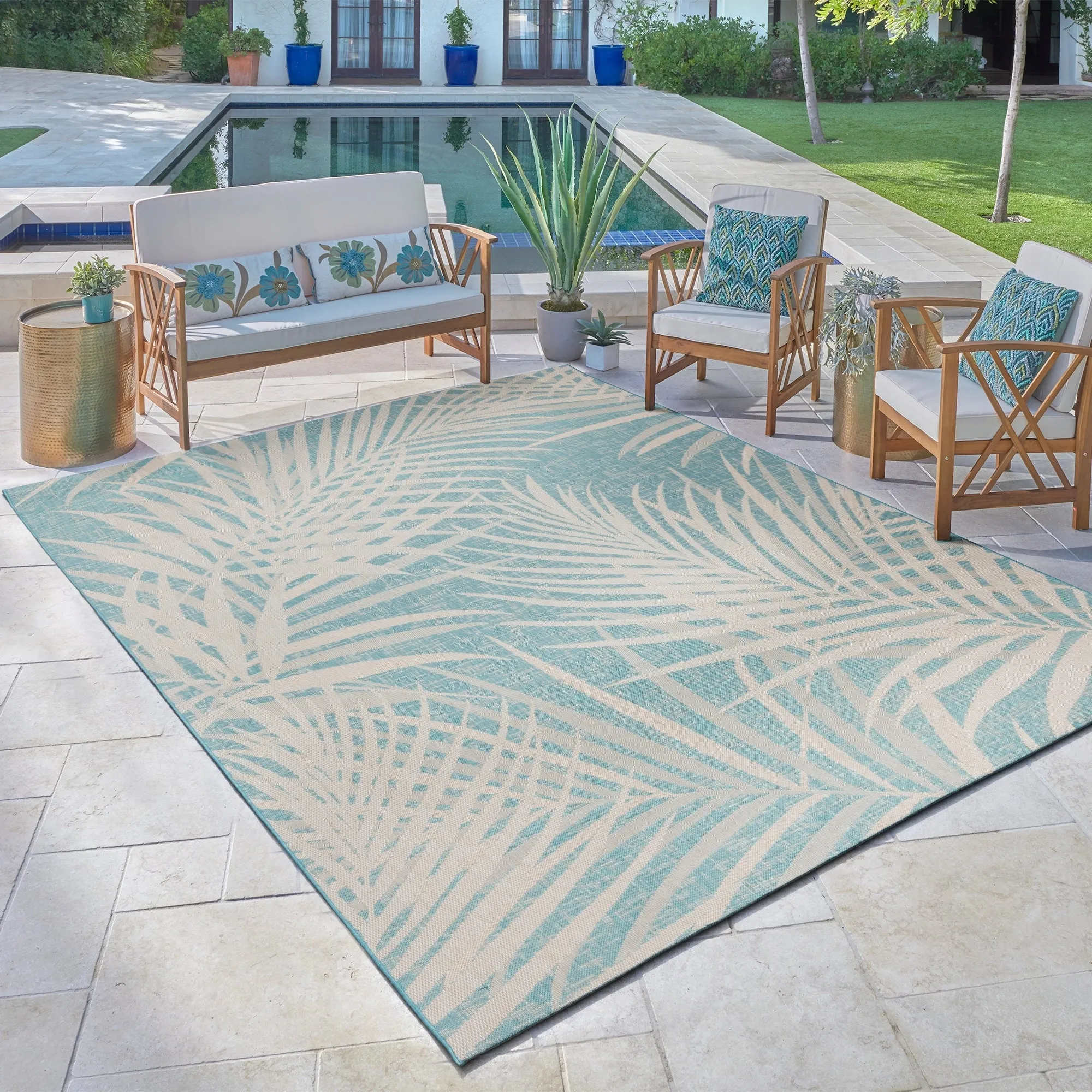 Gertmenian Paseo Paume Casual Palm Leaf Flatweave Indoor/ Outdoor Area Rug