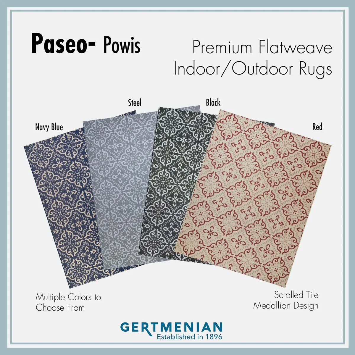 Gertmenian Paseo Powis Navy Transitional Medallion Flatweave Indoor/ Outdoor Area Rug - 6'6 x 9'6