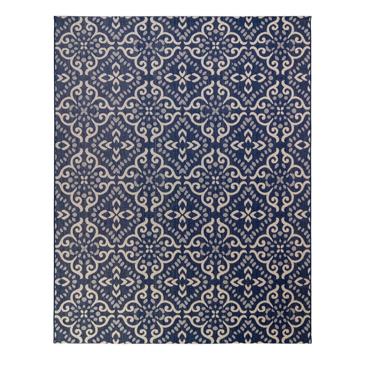 Gertmenian Paseo Powis Navy Transitional Medallion Flatweave Indoor/ Outdoor Area Rug - 6'6 x 9'6