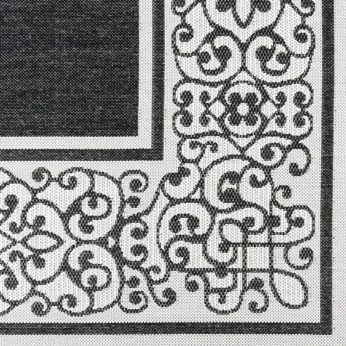 Gertmenian Paseo Tedo Black Transitional Scroll Boarder Indoor/ Outdoor Area Rug
