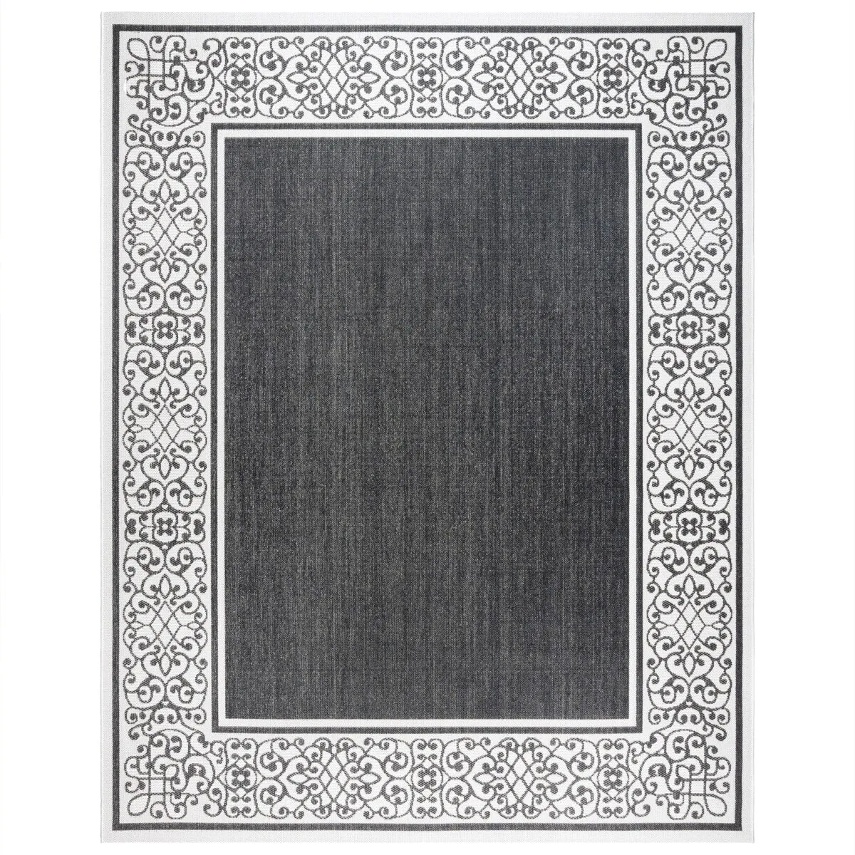 Gertmenian Paseo Tedo Black Transitional Scroll Boarder Indoor/ Outdoor Area Rug
