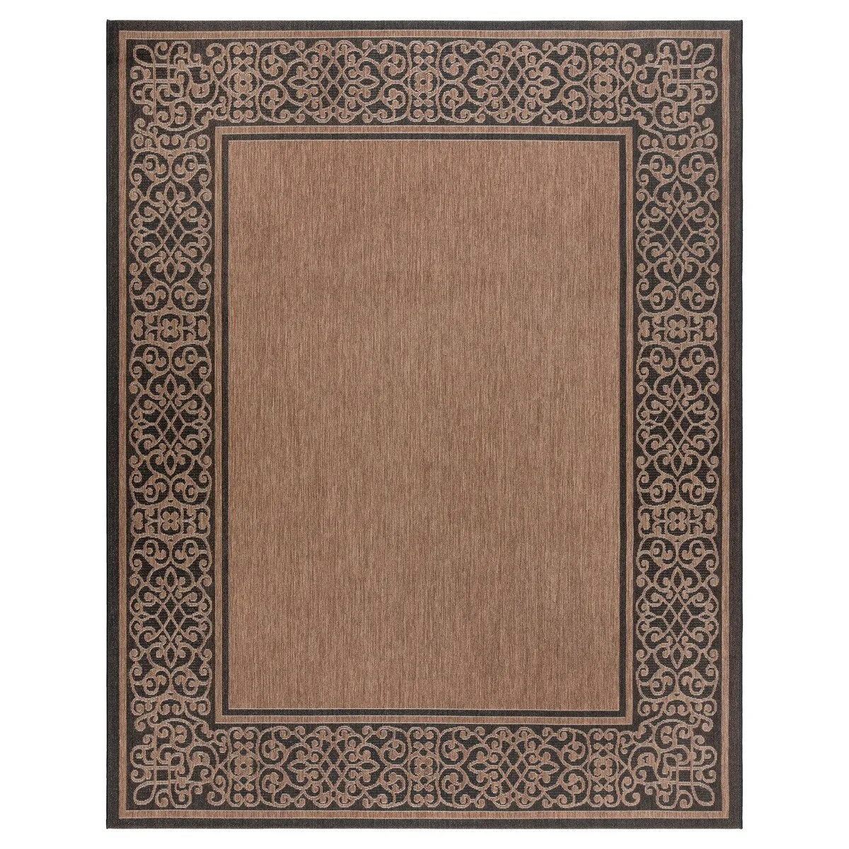 Gertmenian Paseo Tedo Chestnut/Black Transitional Scroll Boarder Indoor/ Outdoor Area Rug