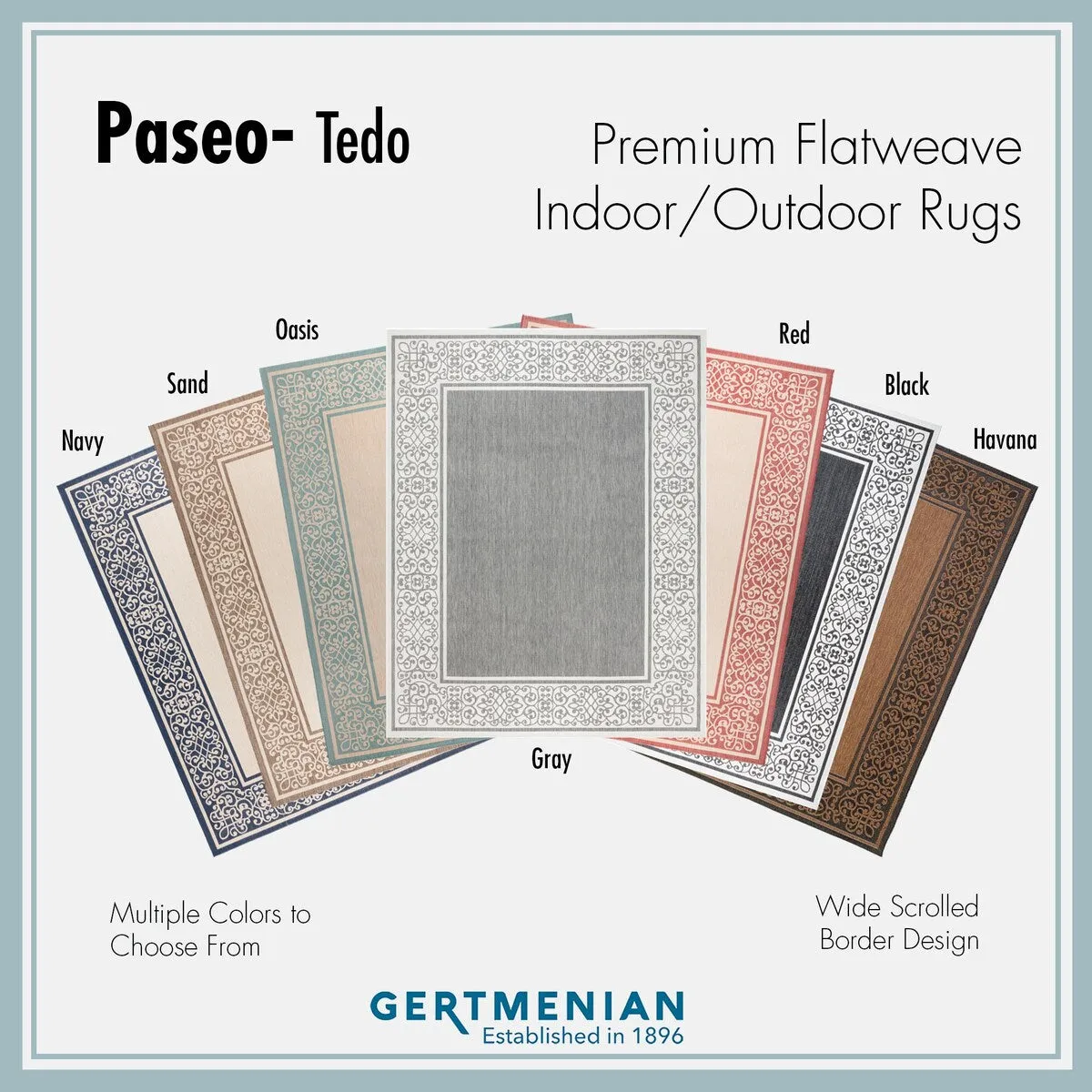 Gertmenian Paseo Tedo Chestnut/Black Transitional Scroll Boarder Indoor/ Outdoor Area Rug