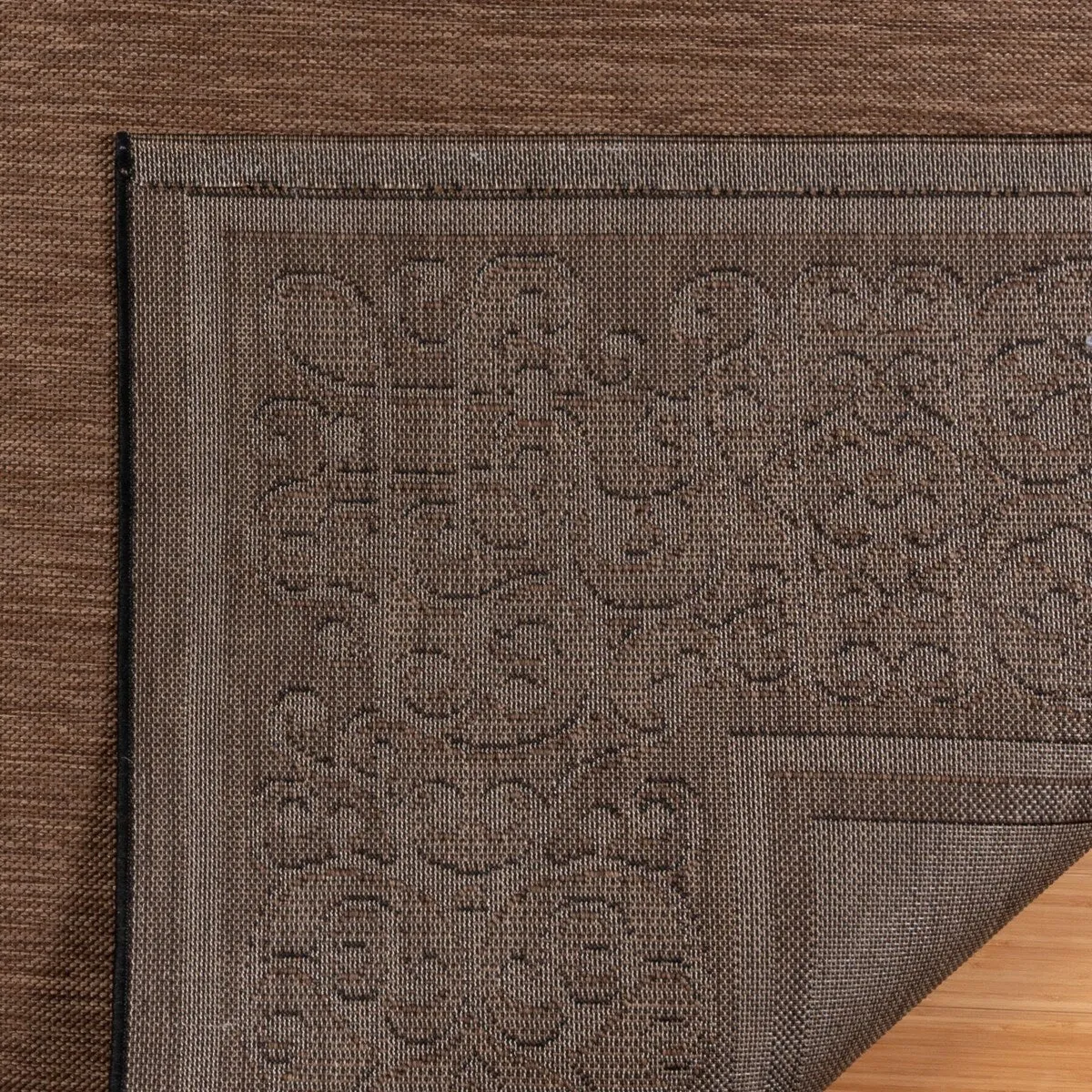 Gertmenian Paseo Tedo Chestnut/Black Transitional Scroll Boarder Indoor/ Outdoor Area Rug