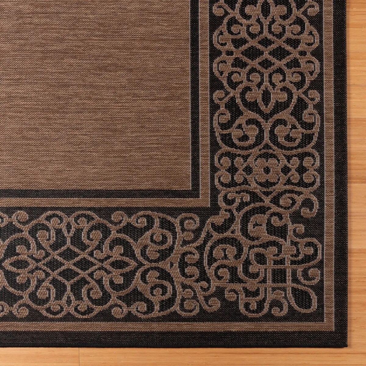 Gertmenian Paseo Tedo Chestnut/Black Transitional Scroll Boarder Indoor/ Outdoor Area Rug