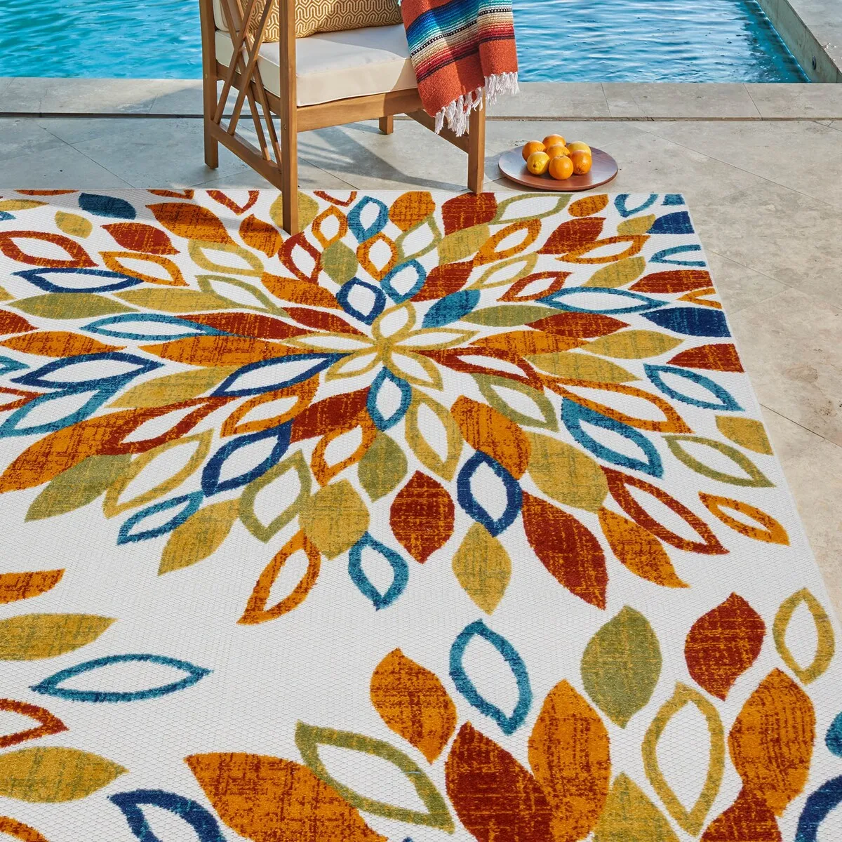 Gertmenian Zelda Floral Multicolored Indoor / Outdoor Area Rug.