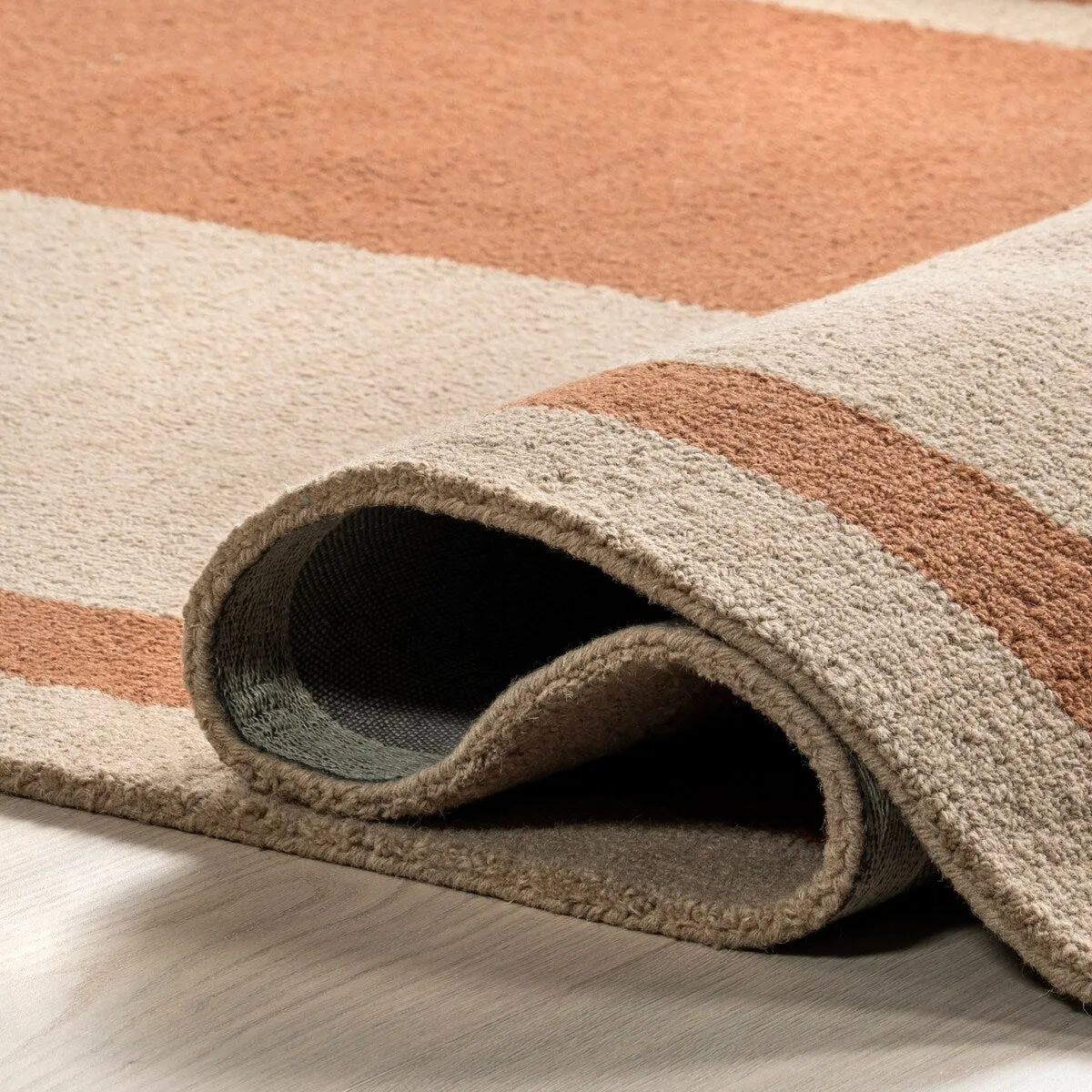 Gino Two-Tone Bordered Wool Area Rug