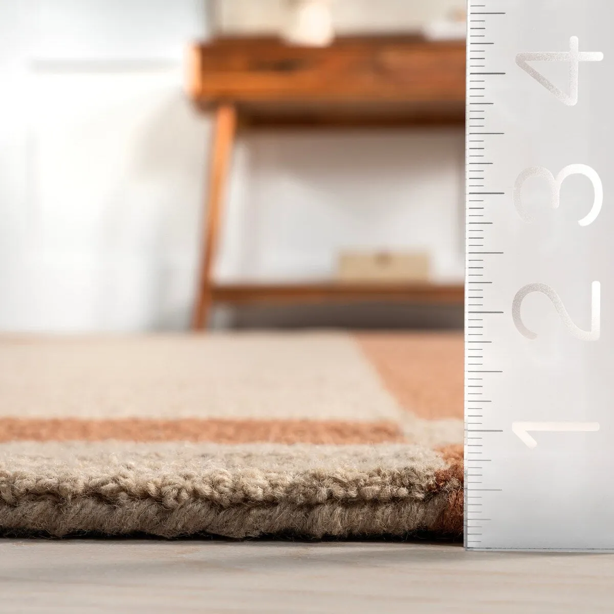 Gino Two-Tone Bordered Wool Area Rug