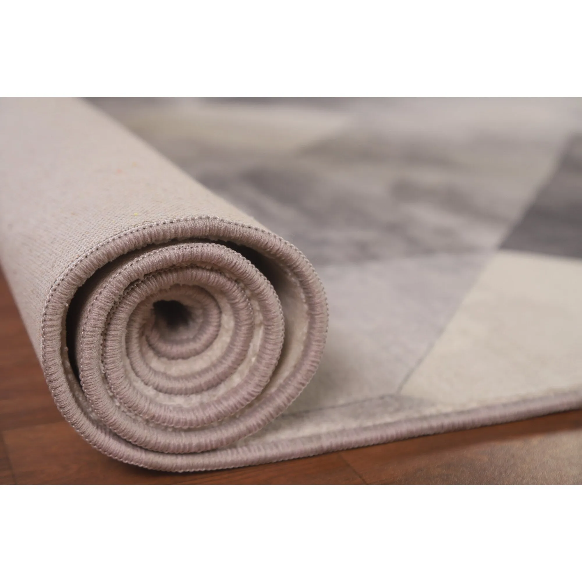 Grey Geometric Modern Rug Decorative Machine-Made Printed Carpet