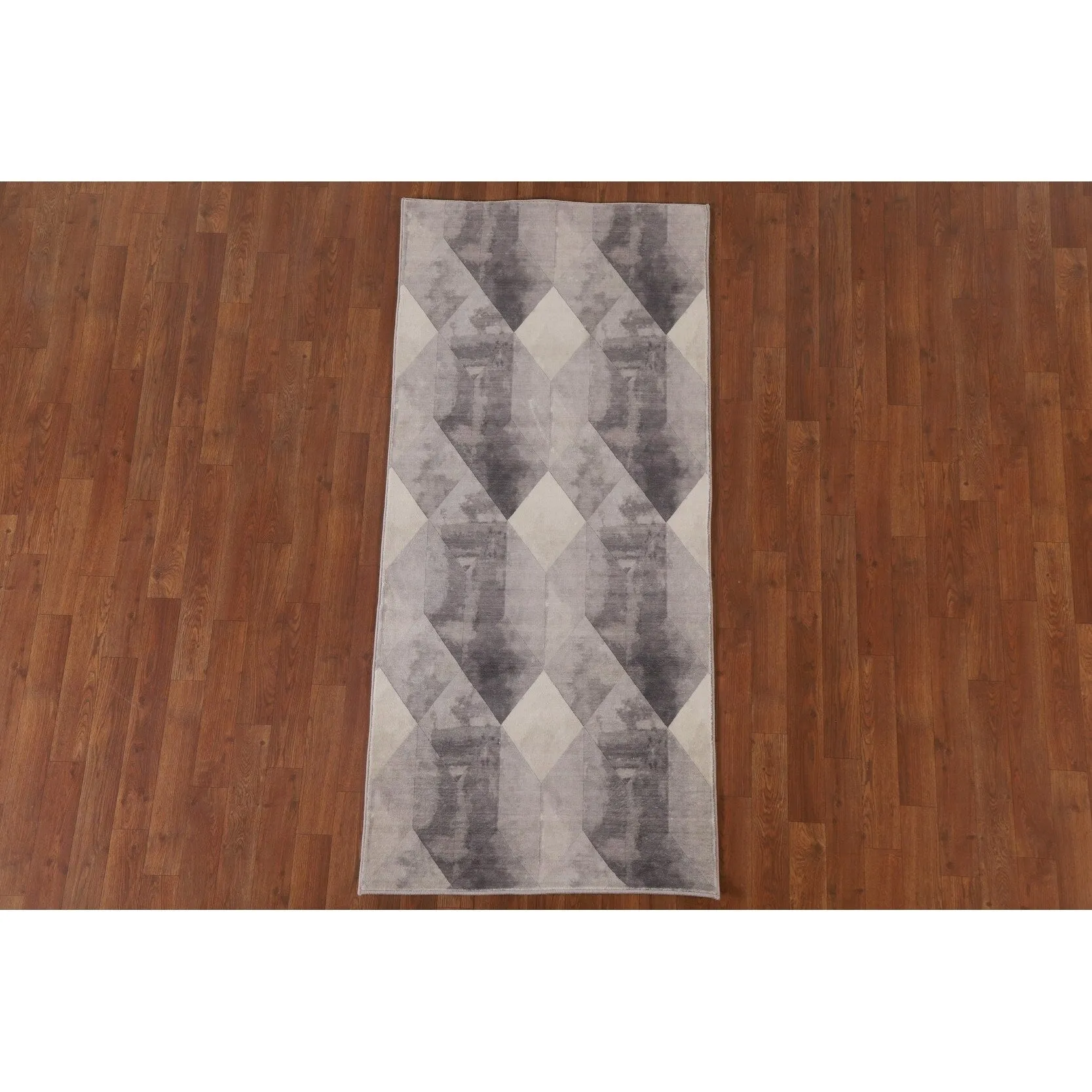 Grey Geometric Modern Rug Decorative Machine-Made Printed Carpet