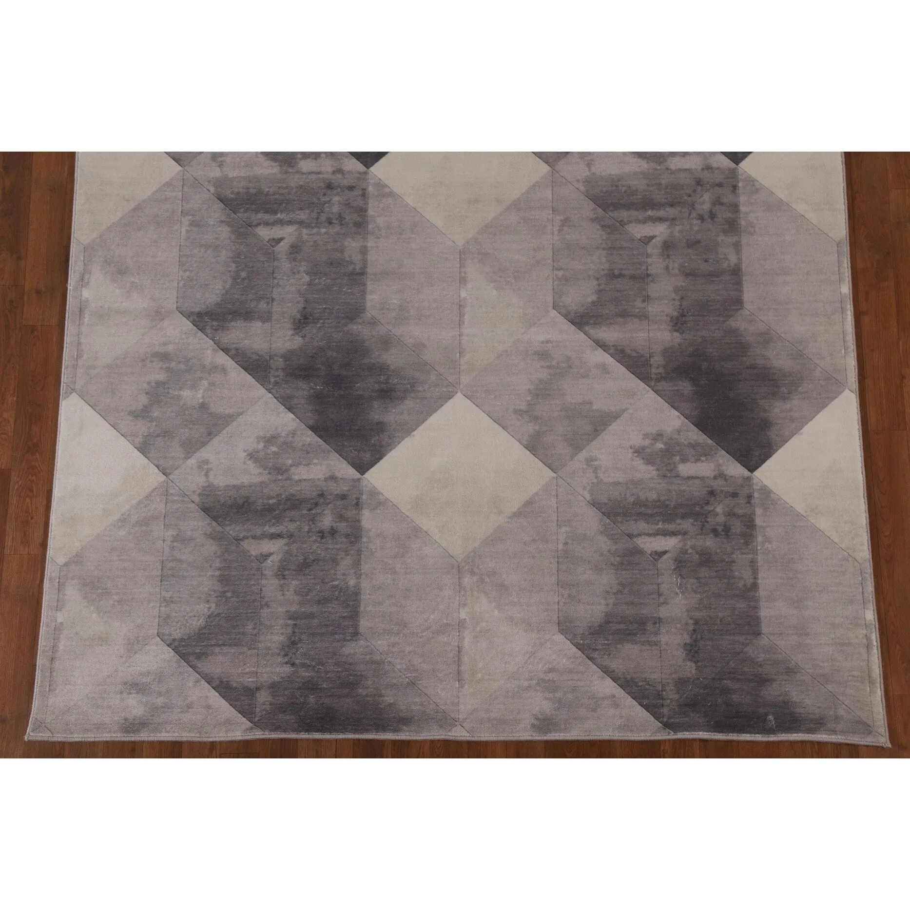 Grey Geometric Modern Rug Decorative Machine-Made Printed Carpet