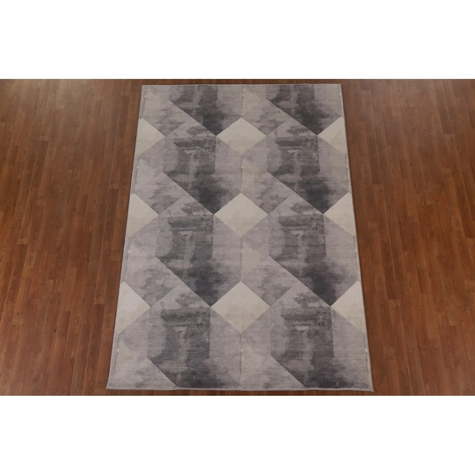Grey Geometric Modern Rug Decorative Machine-Made Printed Carpet