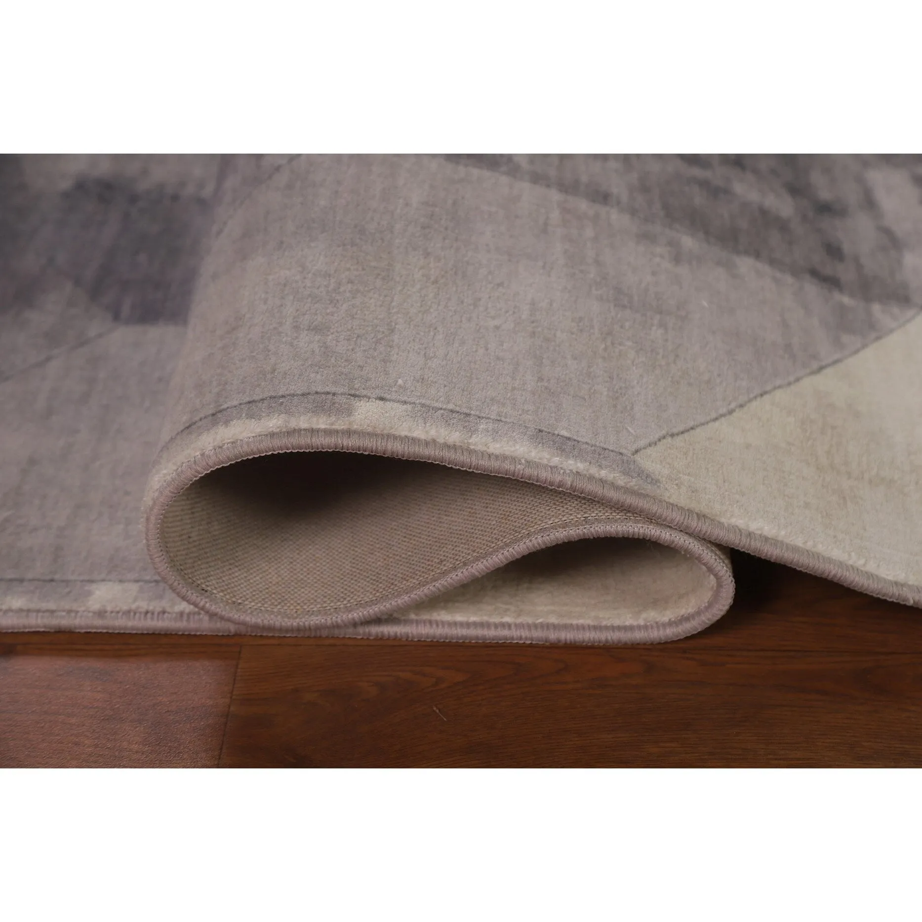 Grey Geometric Modern Rug Decorative Machine-Made Printed Carpet