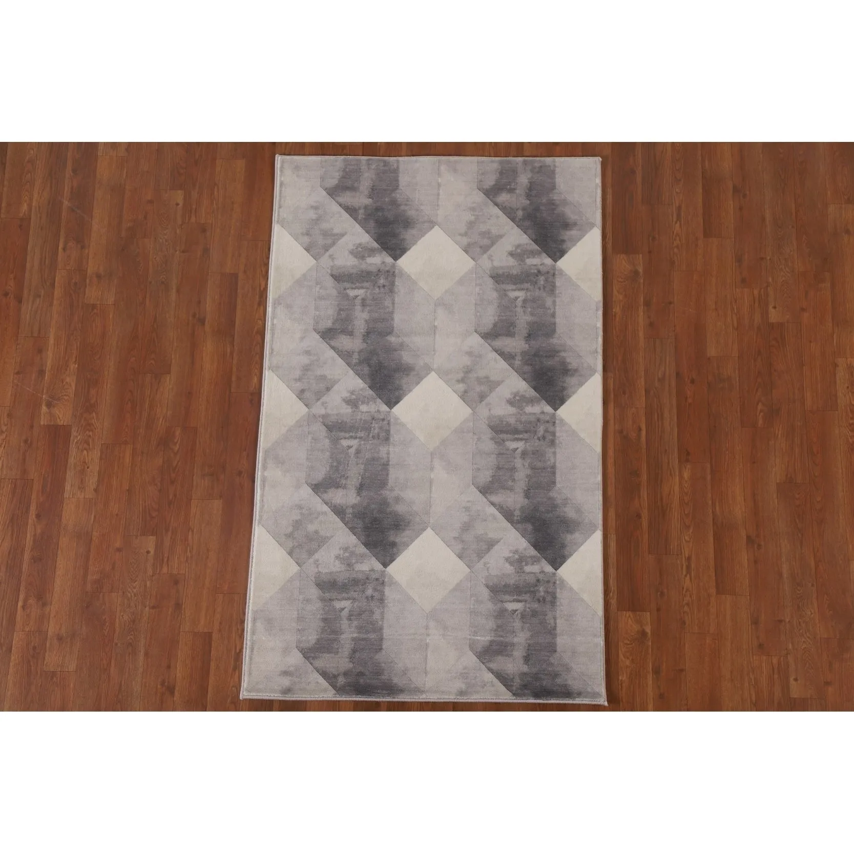 Grey Geometric Modern Rug Decorative Machine-Made Printed Carpet