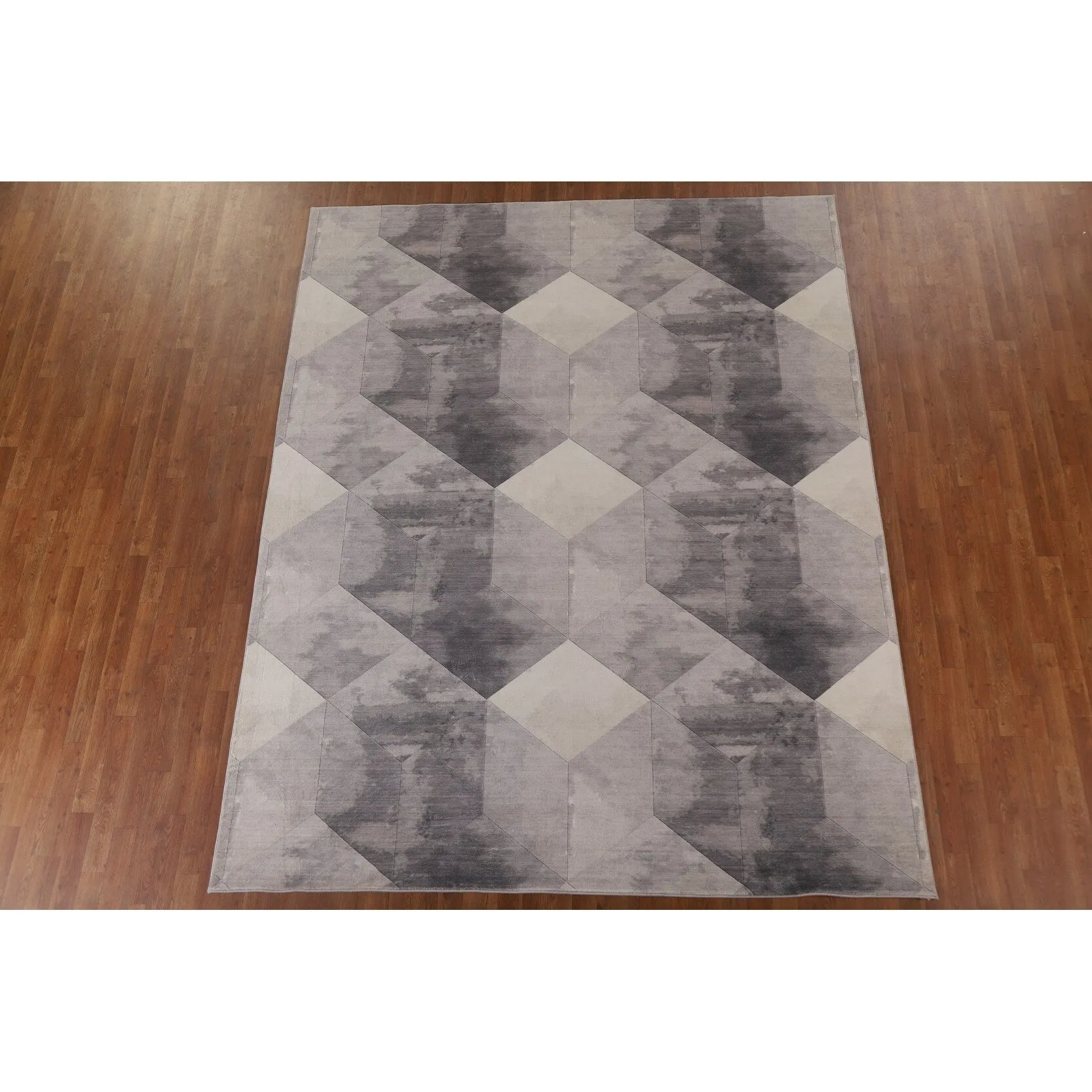 Grey Geometric Modern Rug Decorative Machine-Made Printed Carpet