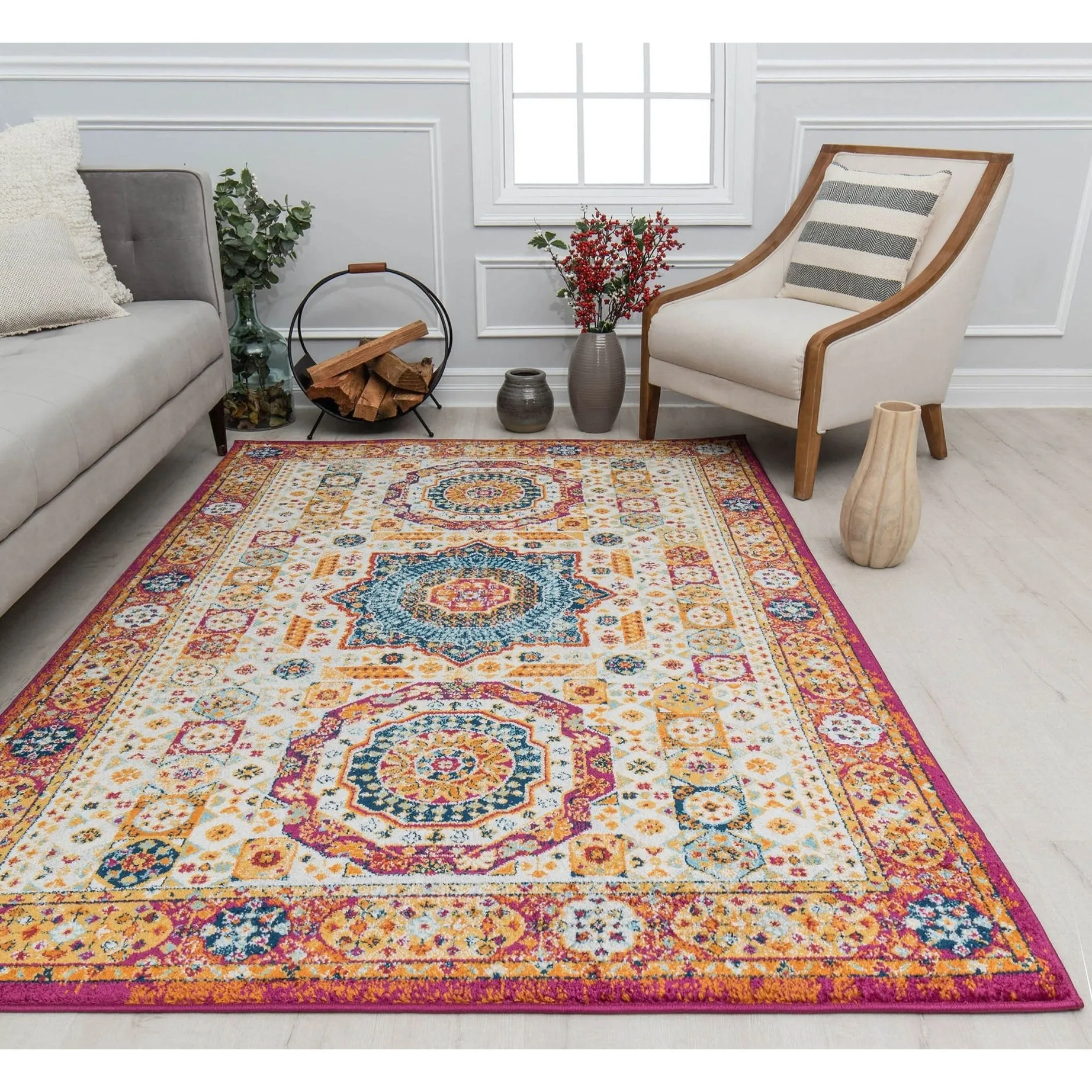 Hailey Geometric Medallion Traditional Area Rug by Rugs America