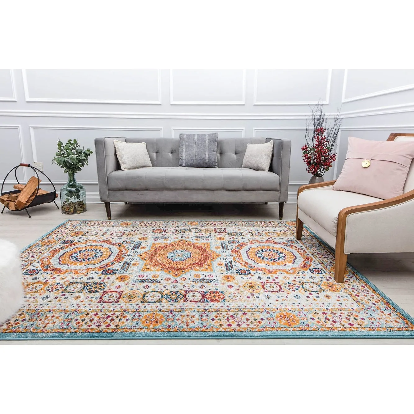 Hailey Geometric Medallion Traditional Area Rug by Rugs America