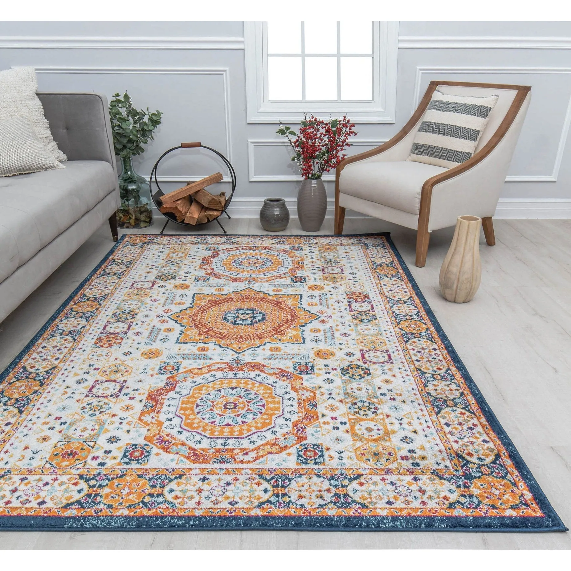 Hailey Geometric Medallion Traditional Area Rug by Rugs America